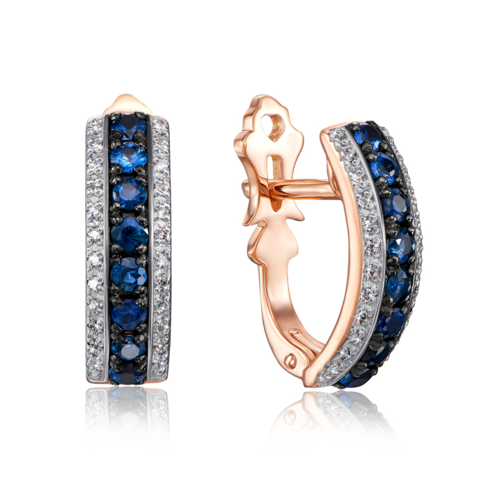 Золоті сережки з діамантами і сапфірами 52864/01/1/8120