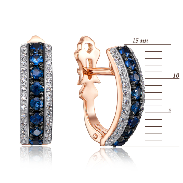 Золоті сережки з діамантами і сапфірами 52864/01/1/8120