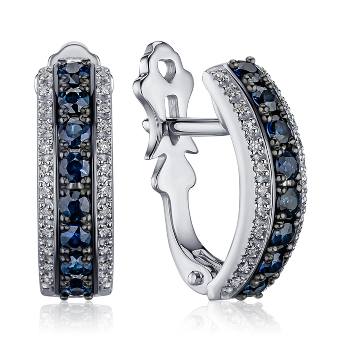 Золоті сережки з сапфірами та діамантами 52864/02/1/8120