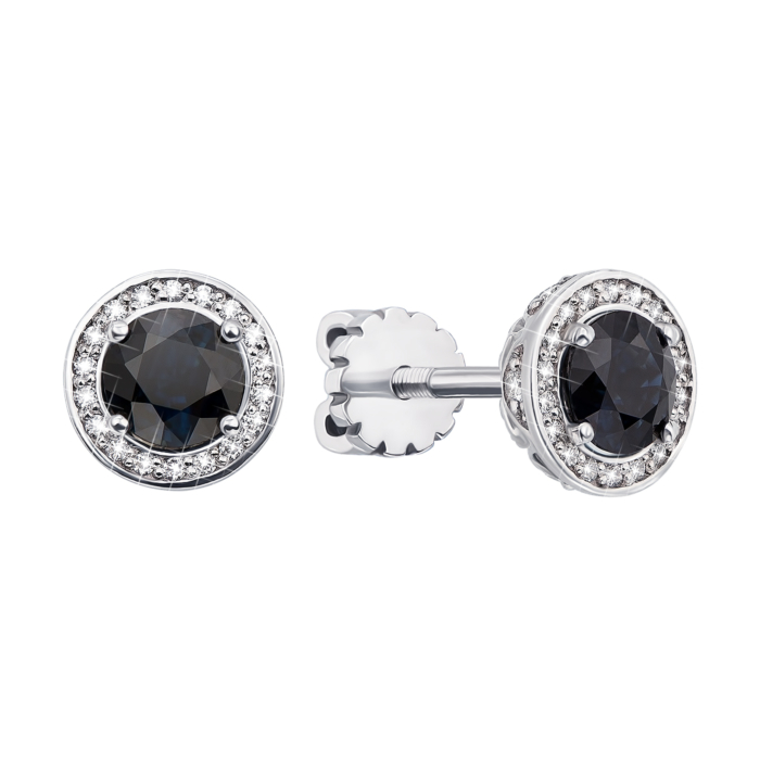 Золоті пусети з сапфірами і діамантами 52869/02/1/8139