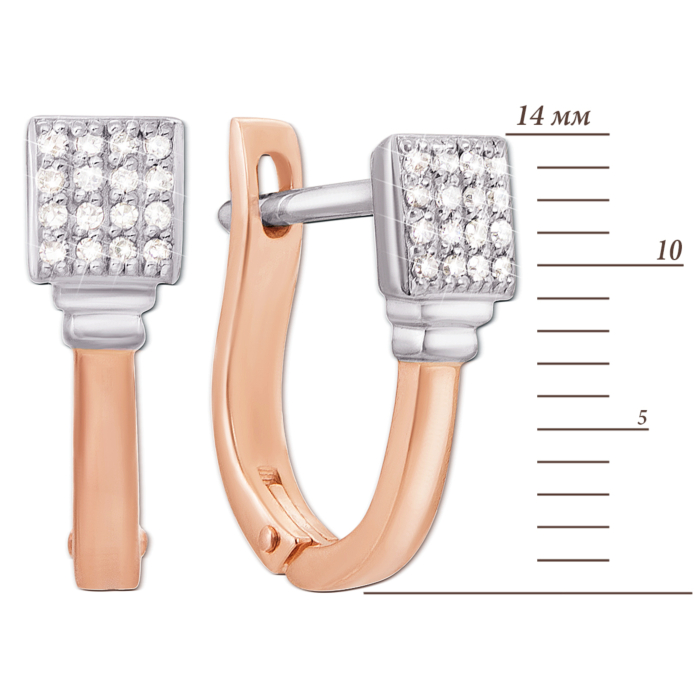 Золоті сережки з діамантами. Артикул 52874/0.8S