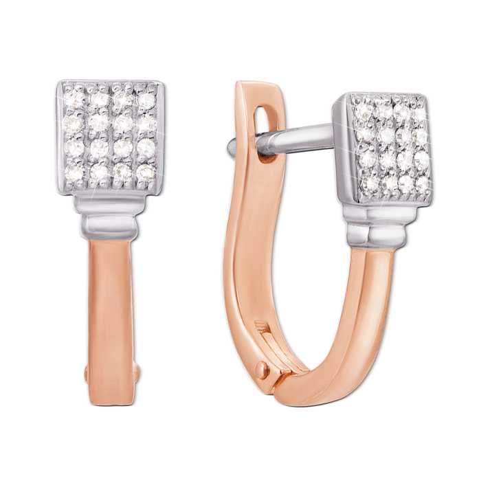Золоті сережки з діамантами. Артикул 52874/0.8S