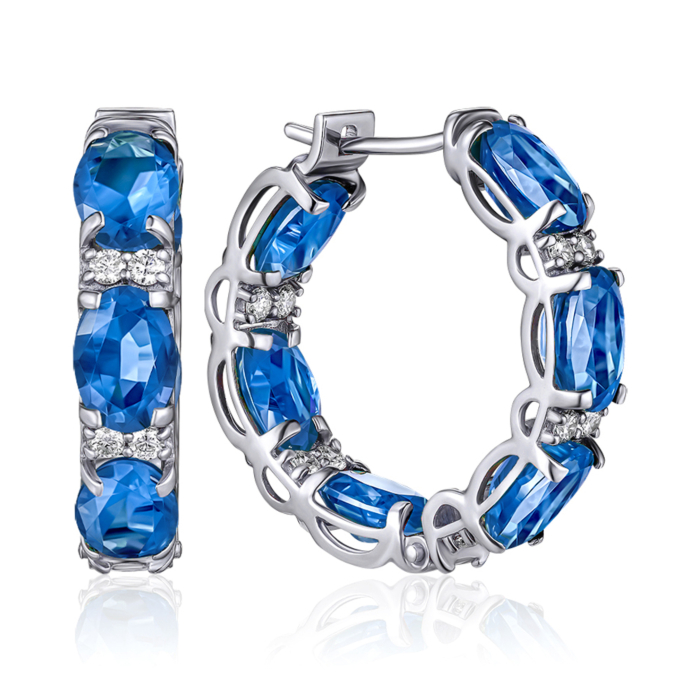 Золоті сережки-конго з сапфірами та діамантами 52875/02/1/8503