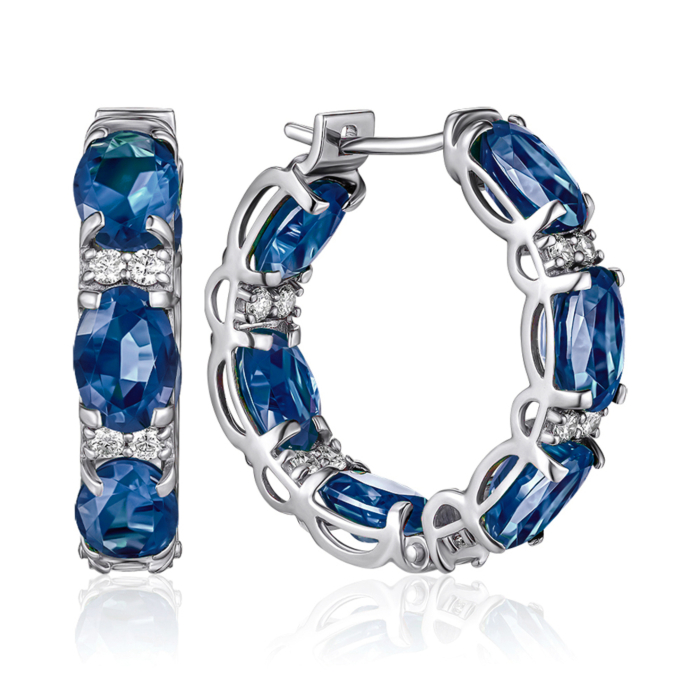 Золоті сережки-конго з сапфірами та діамантами 52875/02/1/8503