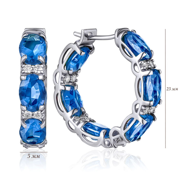 Золоті сережки-конго з сапфірами та діамантами 52875/02/1/8503