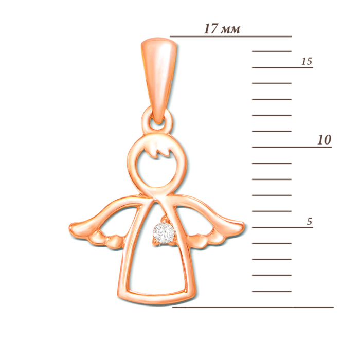 Золота підвіска «Янгол» з діамантом. Артикул 52914/1.25