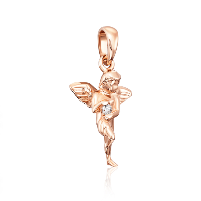 Золота підвіска «Янгол» з діамантом. Артикул 52953/01/0/9022