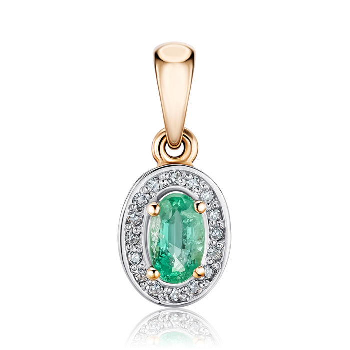 Золота підвіска зі смарагдом та діамантами. Артикул 52991/01/1/8036