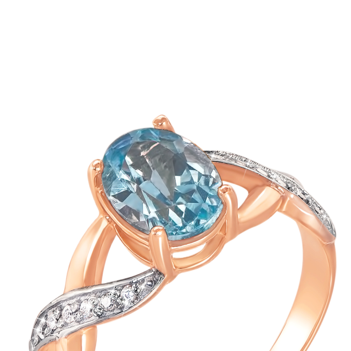 Золота каблучка з топазом і фіанітами. Артикул 530000/топ с