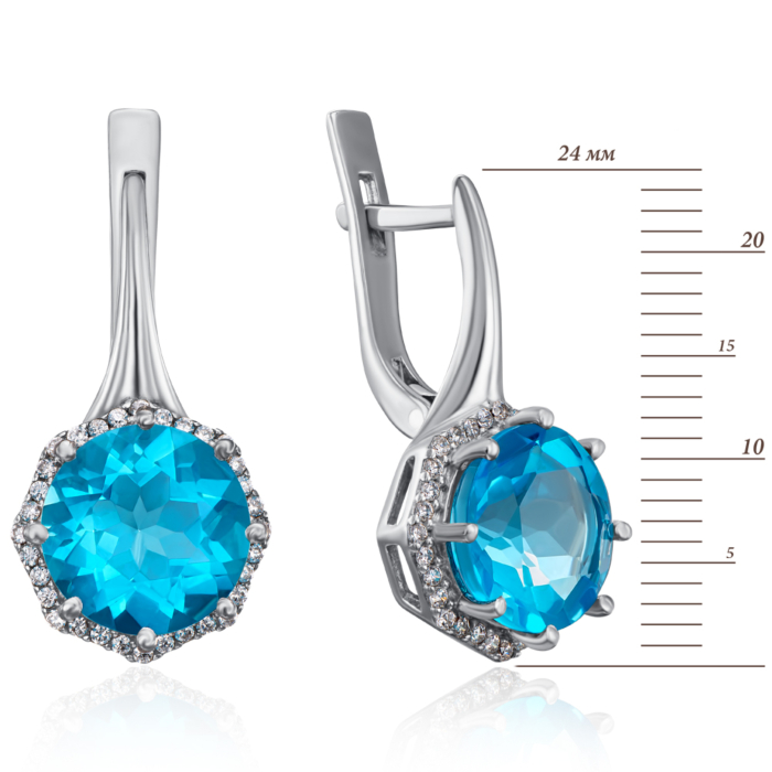 Серебряные серьги с голубым кварцем. Артикул 2838/9р-QSWB