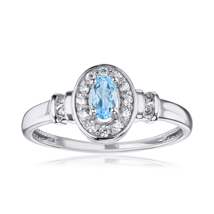 Срібна каблучка з топазом та фіанітами 530011/12/1/5221