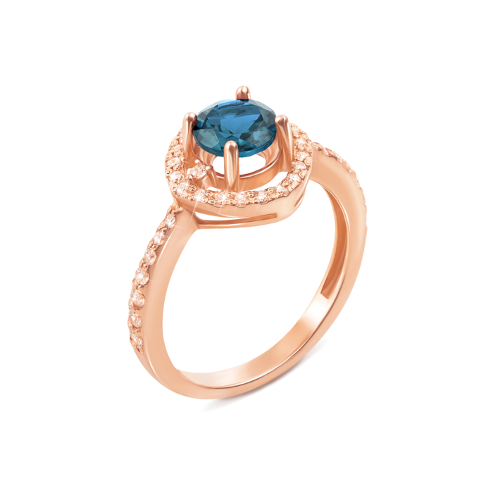 Золотое кольцо с топазом и фианитами. Артикул 530049/топ сп