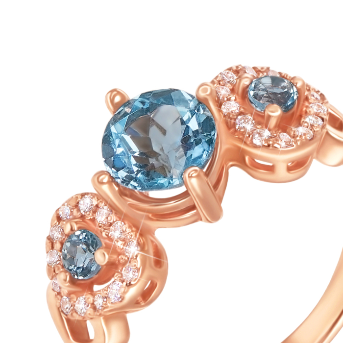 Золотое кольцо с топазом и фианитами. Артикул 530070/топ с