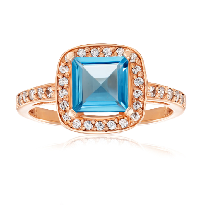 Золотое кольцо с топазом и фианитами (530078/01/0/5337)