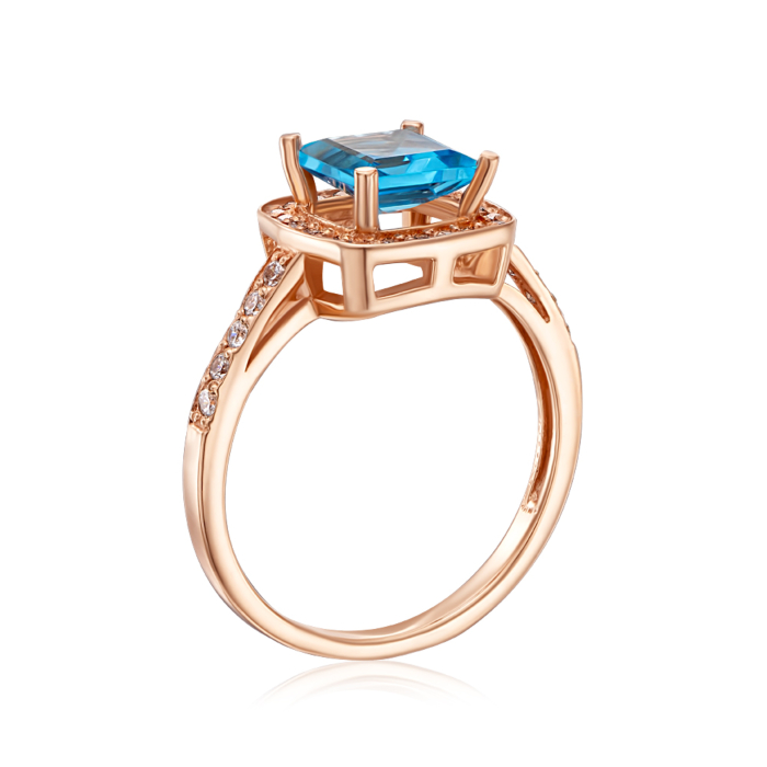 Золотое кольцо с топазом и фианитами (530078/01/0/5337)