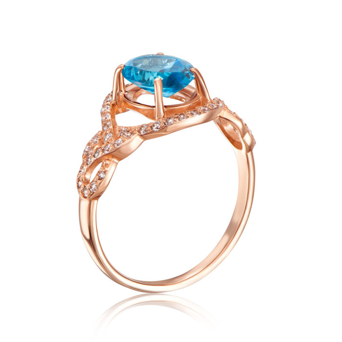 Золотое кольцо с топазом и фианитами. Артикул 530085/топ сп