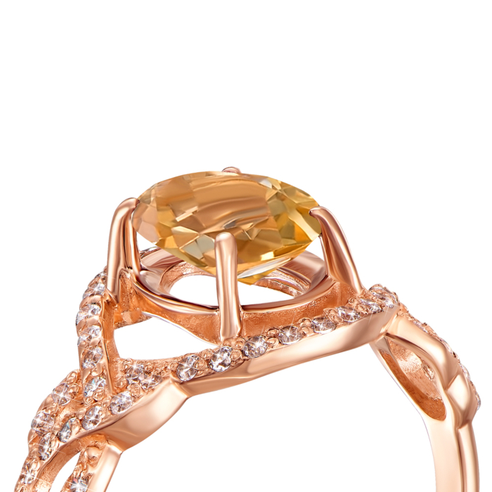 Золота каблучка з цитрином і фіанітами. Артикул 530085/ц сп