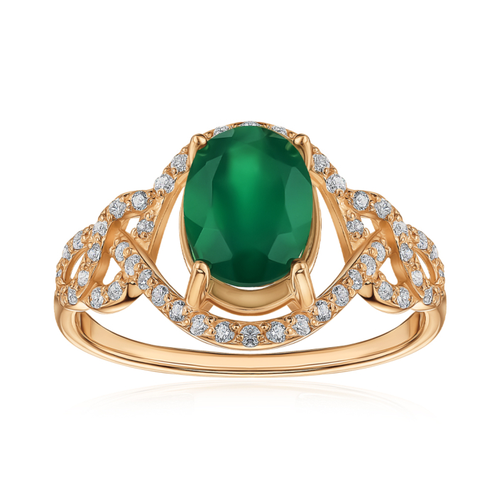 Золотое кольцо с агатом 530085/01/0/6222