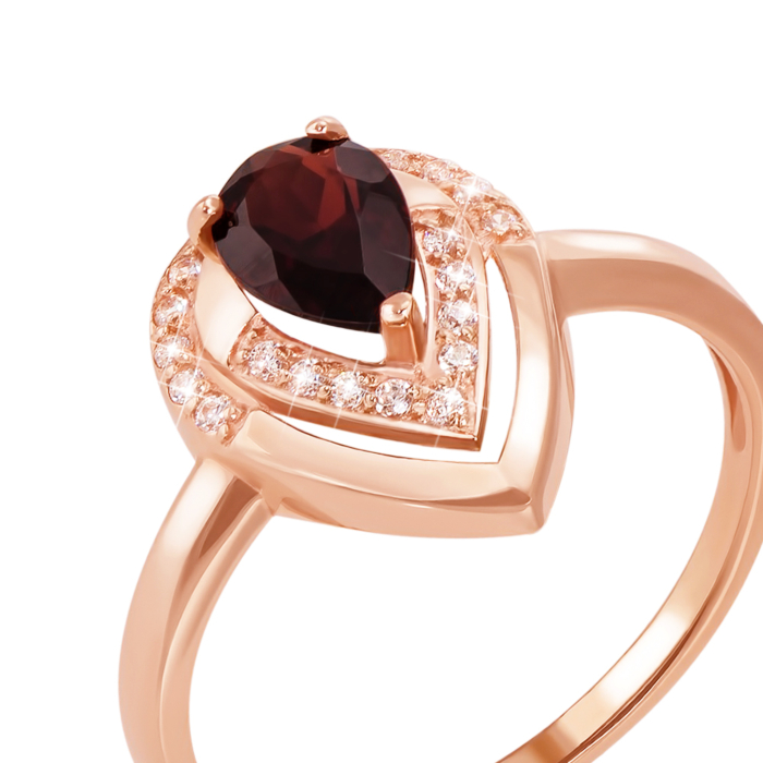 Золотое кольцо с гранатом и фианитами. Артикул 530108/гр сп