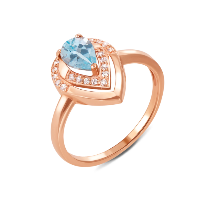 Золота каблучка з топазом і фіанітами. Артикул 530108/топ сп