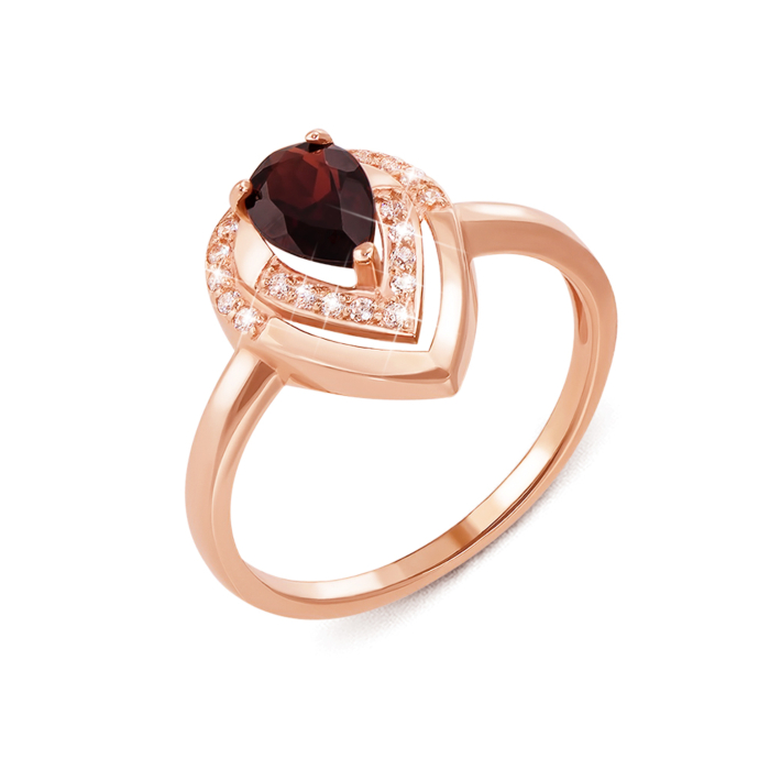 Золотое кольцо с гранатом и фианитами. Артикул 530108/гр сп