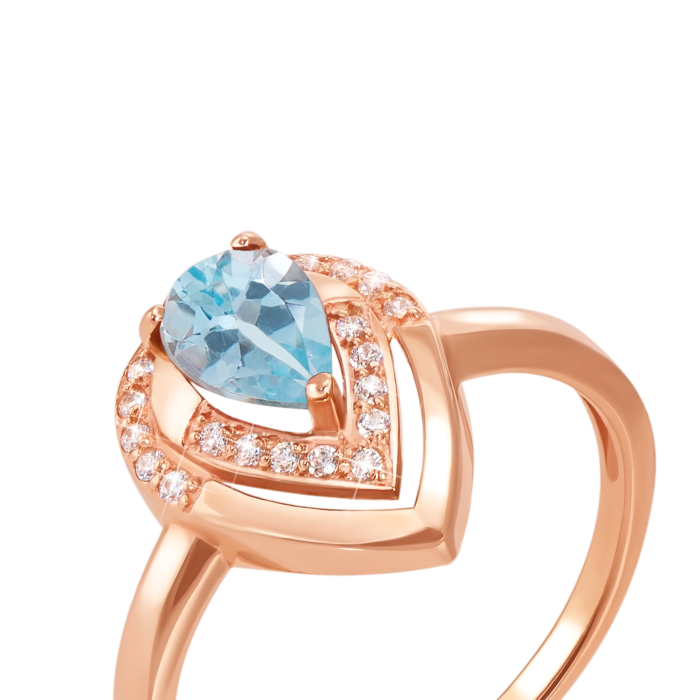 Золота каблучка з топазом і фіанітами. Артикул 530108/топ сп