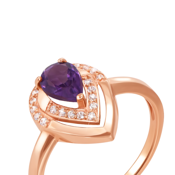 Золота каблучка з аметистом і фіанітами. Артикул 530108/ам сп