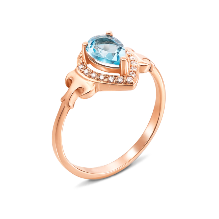 Золотое кольцо с топазом и фианитами. Артикул 530140/топ с