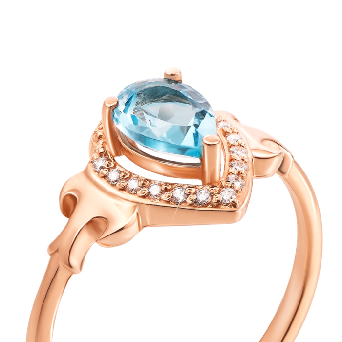 Золотое кольцо с топазом и фианитами. Артикул 530140/топ с