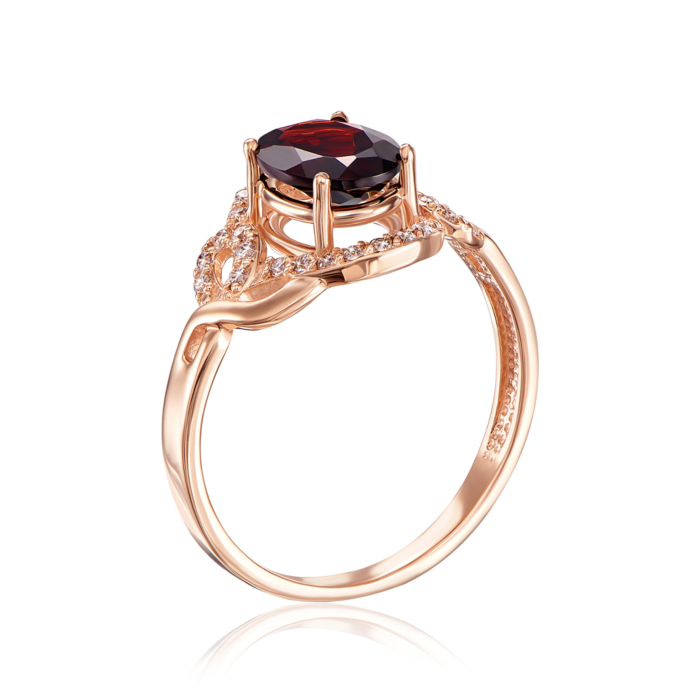 Золотое кольцо с гранатом и фианитами. Артикул 530145/гр