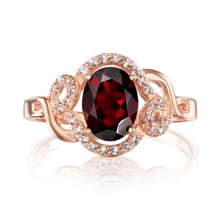 Золотое кольцо с гранатом и фианитами. Артикул 530145/гр