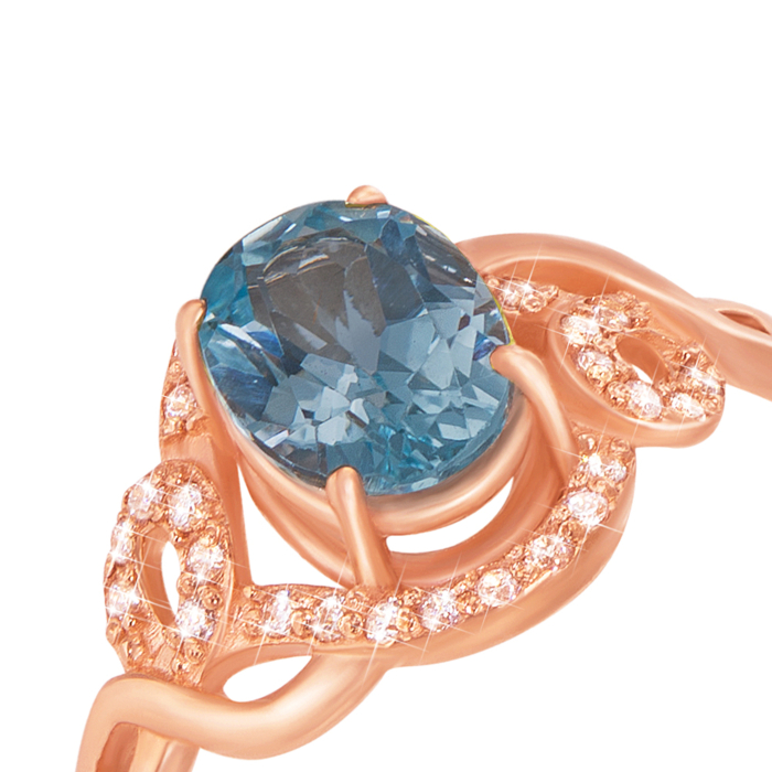 Золота каблучка з топазом і фіанітами. Артикул 530145/топ