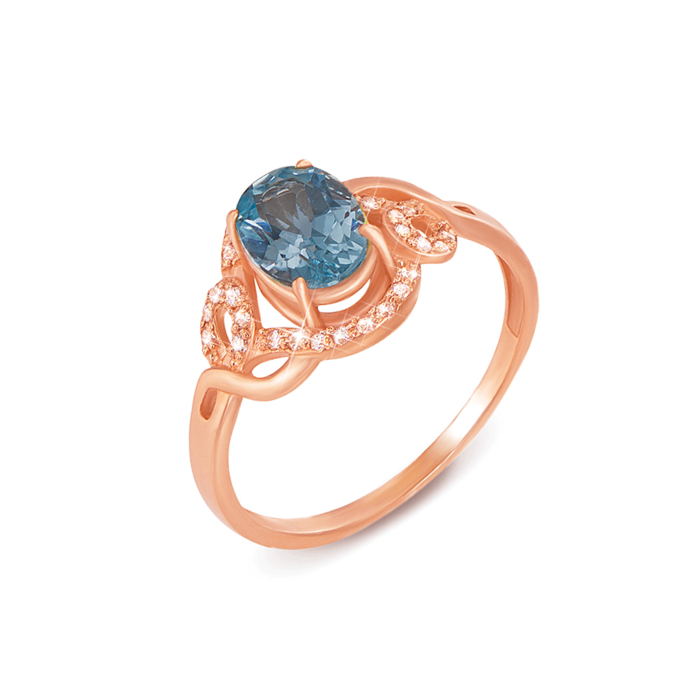 Золота каблучка з топазом і фіанітами. Артикул 530145/топ