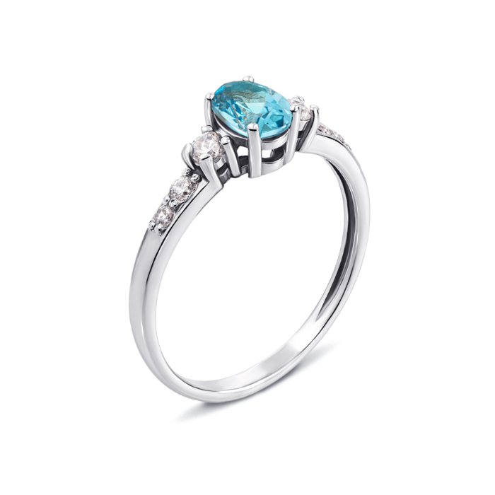 Золота каблучка з топазом і фіанітами. Артикул 530152/б топ с