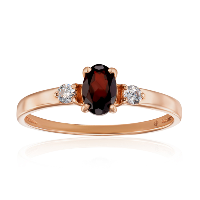 Золотое кольцо с гранатом и фианитами. Артикул 530177/гр