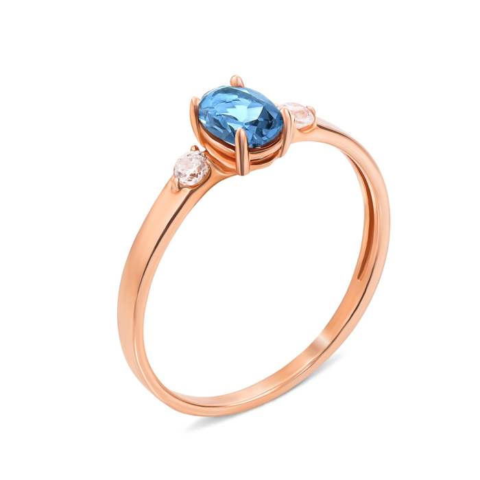 Золотое кольцо с лондон-топазом и фианитами (530177/01/0/5477)