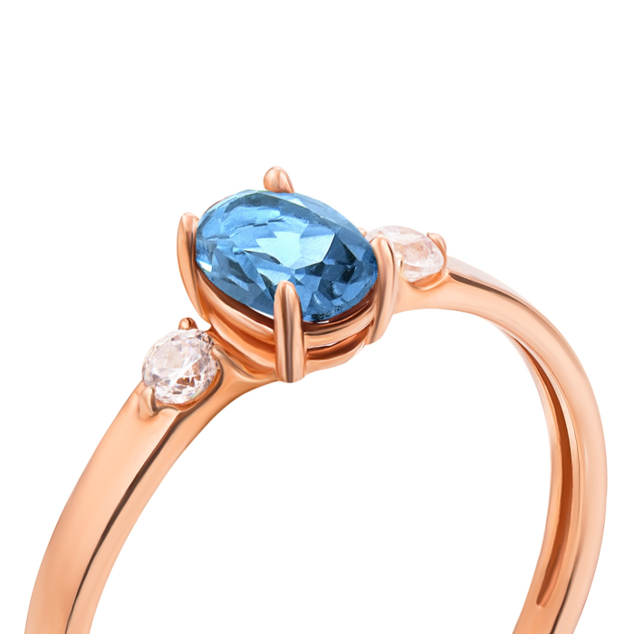Золотое кольцо с лондон-топазом и фианитами (530177/01/0/5477)