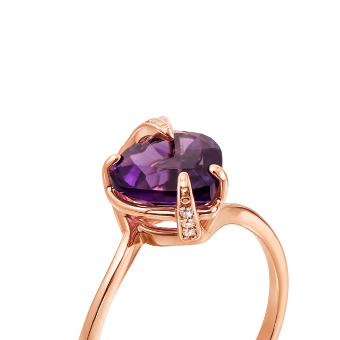 Золотое кольцо с аметистом и фианитами. Артикул 530184/ам сп