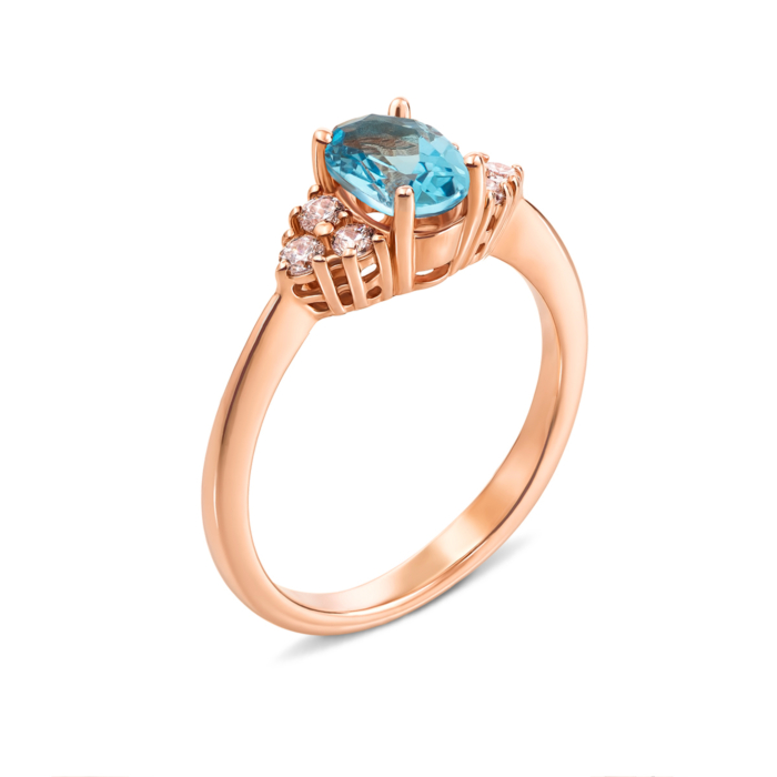 Золота каблучка з топазом і фіанітами. Артикул 530185/топ п