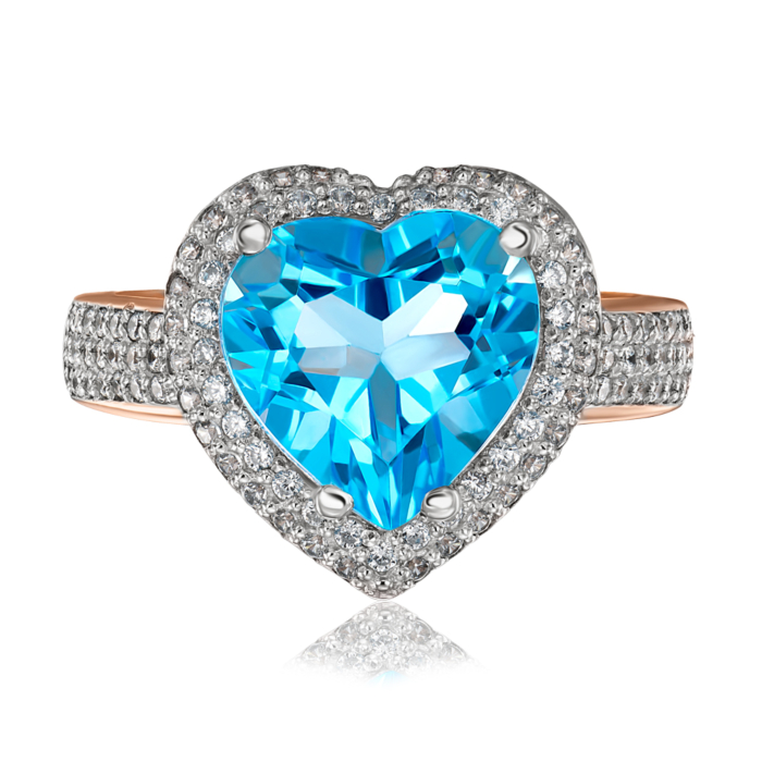 Золотое кольцо с топазом и фианитами. Артикул 530189/топ с