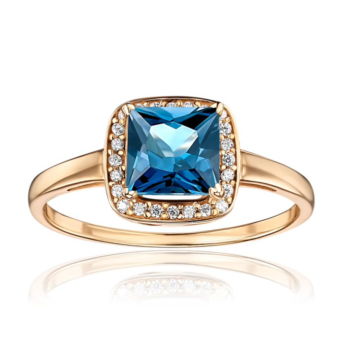 Золотое кольцо с топазом и фианитами. Артикул 530193/01/0/5550