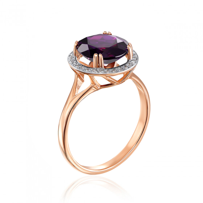 Золотое кольцо с аметистом и фианитами (530203/01/1/5472)
