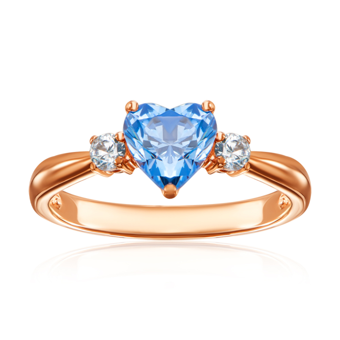 Зоотое кольцо с фианитами и топазом swiss. Артикул 530239/01/0/5920