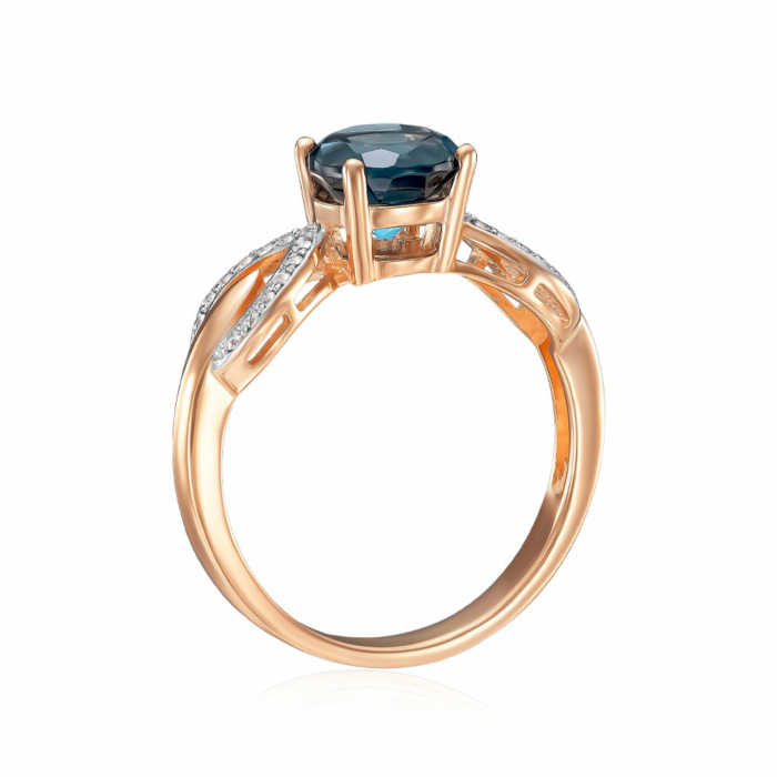 Золотое кольцо с топазом и фианитами. Артикул 530243/01/1/7874