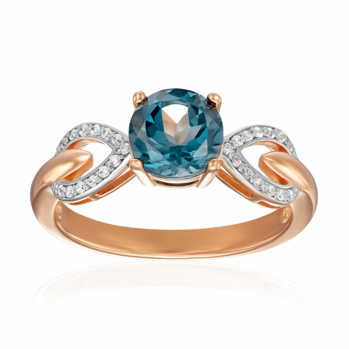 Золотое кольцо с топазом и фианитами. Артикул 530243/01/1/7874