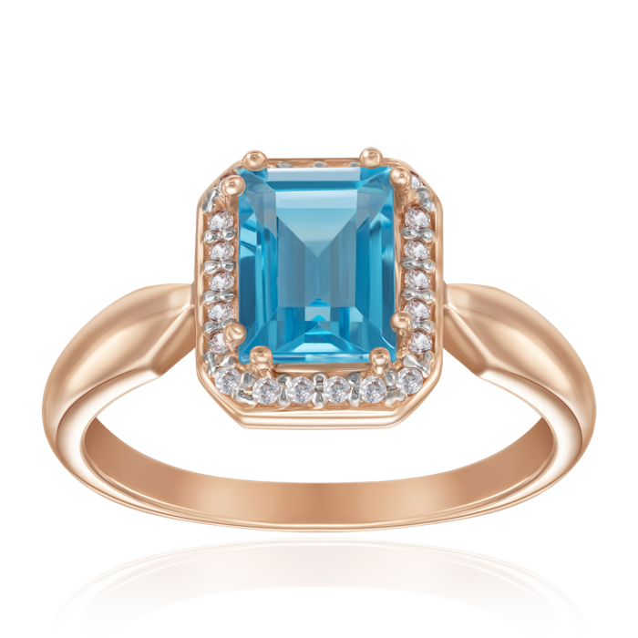 Золота каблучка з топазом та фіанітами. Артикул 530253/01/1/5978