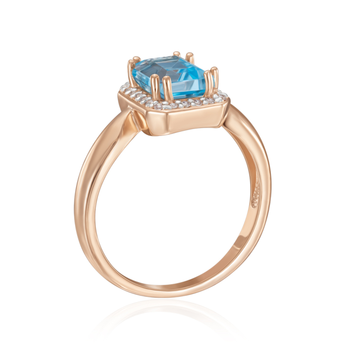 Золота каблучка з топазом та фіанітами. Артикул 530253/01/1/5978