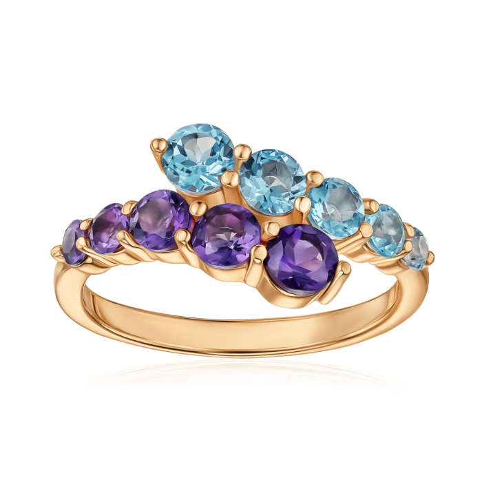 Золота каблучка з аметистом та топазом 530255/01/0/7923