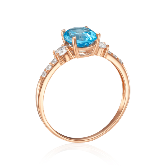Золотое кольцо с топазом и фианитами. Артикул 530269/01/0/6626