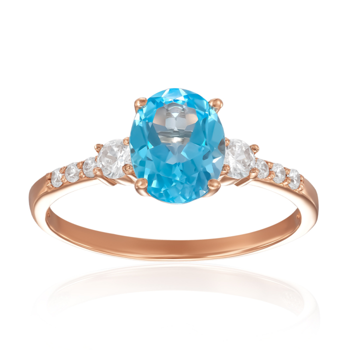 Золотое кольцо с топазом и фианитами. Артикул 530269/01/0/6626